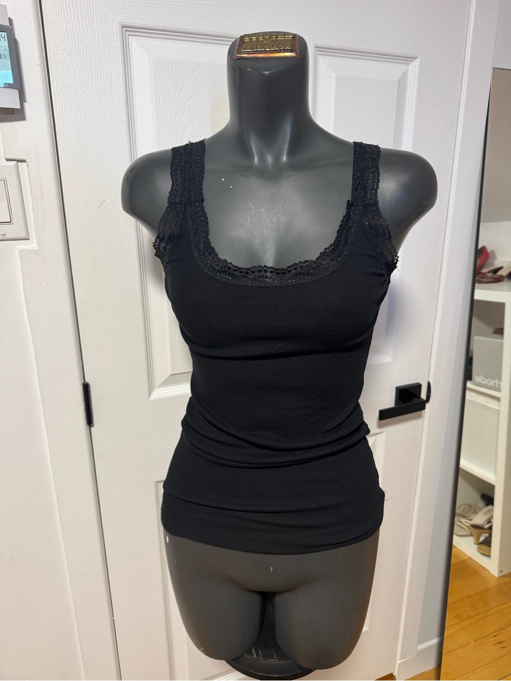 Black Lace Trim Tank Top